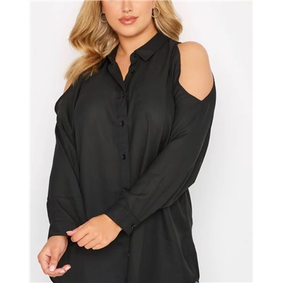 Cексуальная рубашка средней длины с открытыми плечами