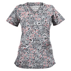 UA Spring Ditzy Silver Print Scrub Top