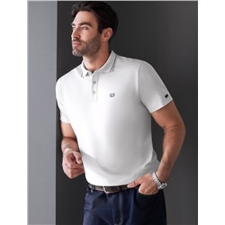 Футболка поло с плетеным воротником на пуговицах из эластичного хлопка