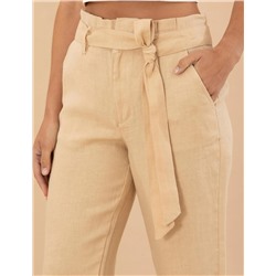 Bej Carrot Fit Keten Pantolon