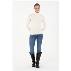 Kadın Krem Balıkçı Yaka Sweatshirt