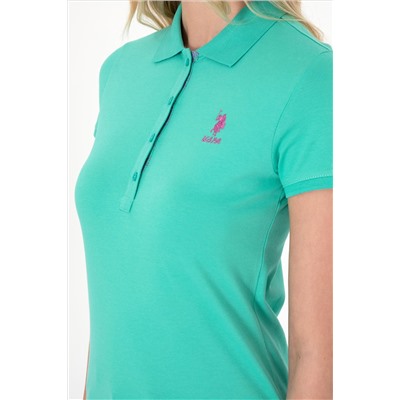 Kadın Mint Basic Polo Yaka Tişört