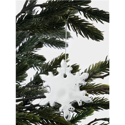 Игрушка елочная, 7 см, фарфор P, серебристая, Снежинка, New year