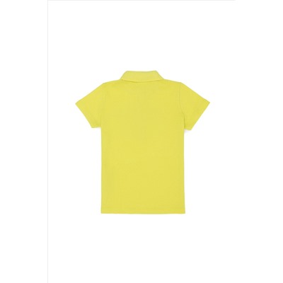 Kız Çocuk Neon Sarı Polo Yaka Tişört
