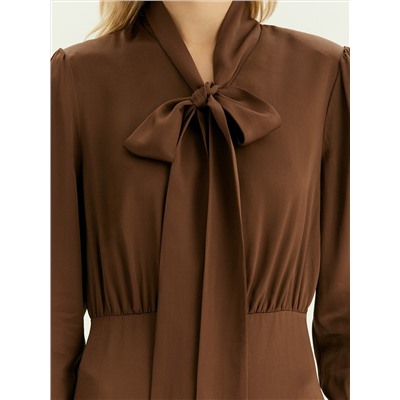 Платье миди с воротником-бантом из 100% вискозы, PL1652/und