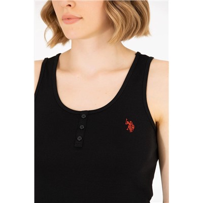 Kadın Siyah Bisiklet Yaka Kolsuz Basic Tişört