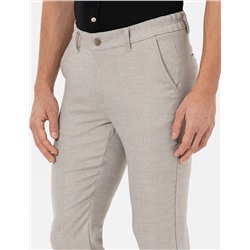 Kahverengi Slim Fit Beli Lastikli Kanvas Pantolon