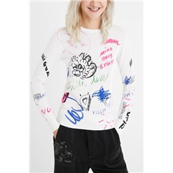 Camiseta algodón garabatos y frases