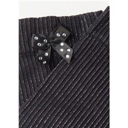 Blickdichte kurze Socken in Rippstrick mit Glitzer und Schleife