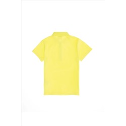 Kız Çocuk Neon Sarı Basic Polo Yaka Tişört