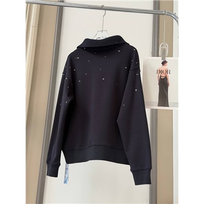 Женская толстовка с воротником поло и вышитым принтом