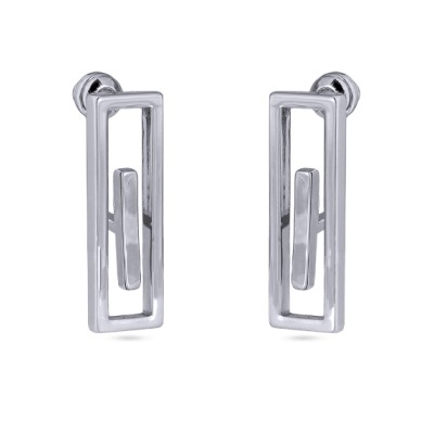 Серьги Геометрия (покрытие родий), Есть комплект