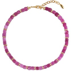 Колье Селена (кварц малиновый 7-8мм; покрытие золото) 43-48см, Есть комплект