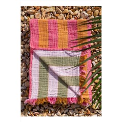 Barine Striped Gauze Pamuk Peştamal Pembe 90x175