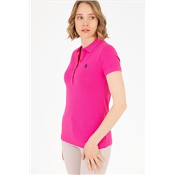 Kadın Fuşya Basic Polo Yaka Tişört