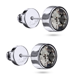 Пусеты Теннис (кристаллы SW темно-серые 6мм; покрытие родий), Есть комплект