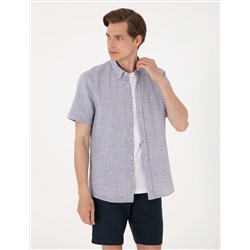 Lacivert Regular Fit Kısa Kollu Gömlek