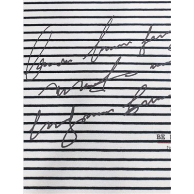 Свободная футболка в черно-белую полоску с принтом из премиального хлопка с эластаном