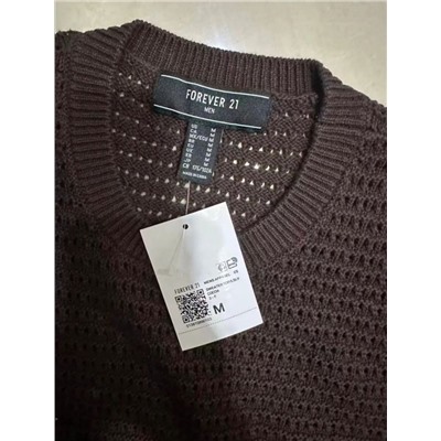 Женский хлопковый вязаный крючком свитер с круглым вырезом