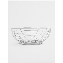 Корзина для фруктов, 27 см, металл, серебристая, Полосы, Spin