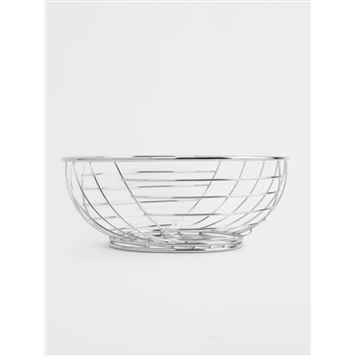 Корзина для фруктов, 27 см, металл, серебристая, Полосы, Spin