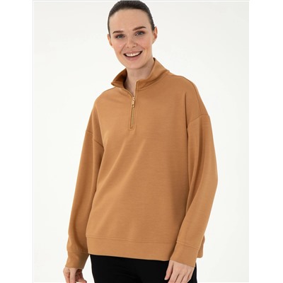 Camel Regular Fit Modal Kumaş Sweatshirt