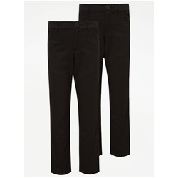 Boys Black Skinny Leg Jean Style Trousers 2 Pack