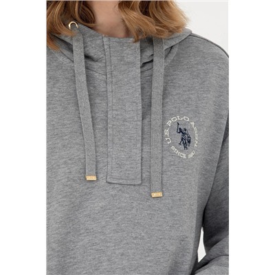 Kadın Gri Melanj Kapüşonlu Sweatshirt