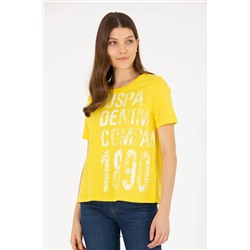 Kadın Sarı Bisiklet Yaka Tişört