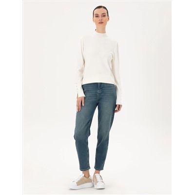 Açık Mavi Mom High Waist Fit Jean Pantolon