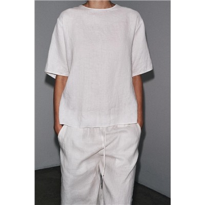 ZW COLLECTION LINEN TOP WITH TIES