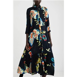 Vestido camisero largo estampado