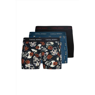 Jack & Jones Jack Jones Jacmurphy Skull Trunks 3 Pack Erkek Mavi Boxer 12283379-07