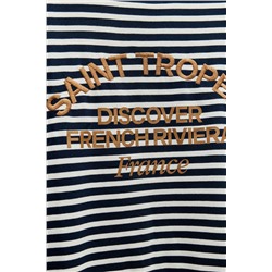 CAMISETA RAYAS TEXTO BORDADO