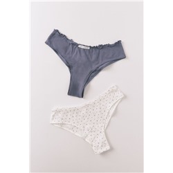 Pack 2 bragas anchas algodón azul y estampado blanco