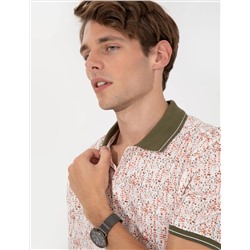 Haki Regular Fit Desenli Polo Yaka Tişört