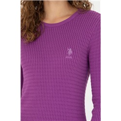 Kadın Violet Bisiklet Yaka Basic Kazak