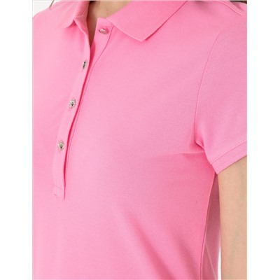 Pembe Regular Fit Pamuklu Polo Yaka Basic Tişört