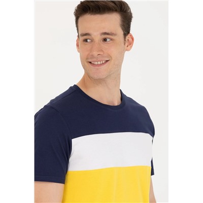 Erkek Koyu Sarı Bisiklet Yaka Tişört