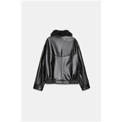 JACKET WITH DETACHABLE FAUX FUR COLLAR