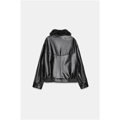 JACKET WITH DETACHABLE FAUX FUR COLLAR