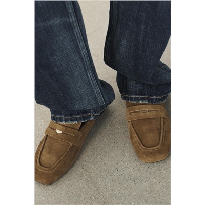 SPLIT SUEDE MULE LOAFERS