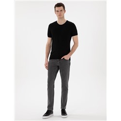 Siyah Slim Fit Bisiklet Yaka Triko Tişört