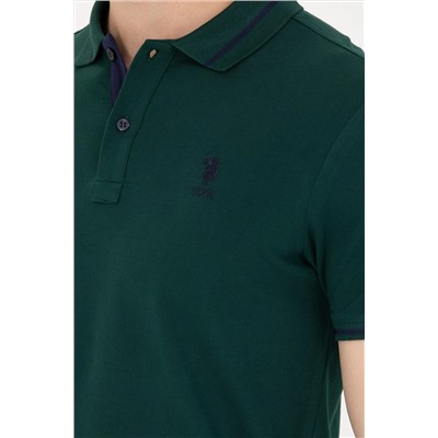 Erkek Koyu Yeşil Basic Polo Yaka Tişört