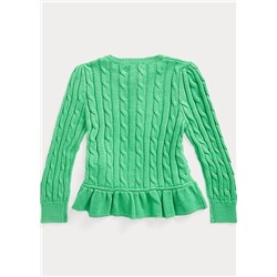 Girls 2-6x Cable Peplum Cotton Cardigan