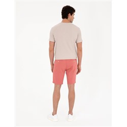 Pembe Slim Fit Dokuma Şort
