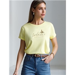 Свободная футболка с принтом из премиального хлопка с эластаном