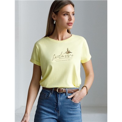 Свободная футболка с принтом из премиального хлопка с эластаном