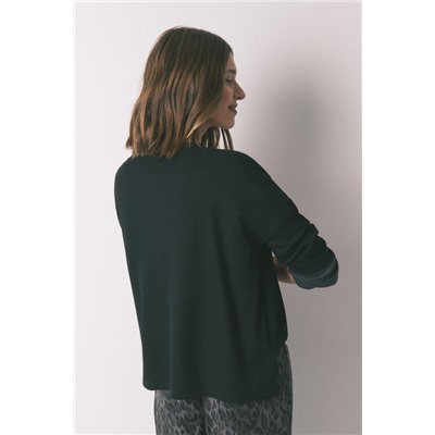 Camiseta manga larga waffle negro
