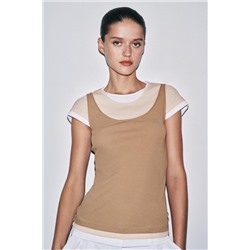 CONTRAST LAYERED T-SHIRT